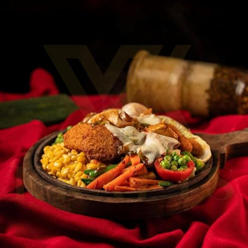 Image of REMARKABLE Iron Sizzler Plate with Wooden Base | Small Dessert Round Serving Platter with Handles | Brownie Sizzler Tray for Cake | Sizzling Brownie Plate |Hot Sizzling Plate | 5 inch Qtr. Size |Set of 3