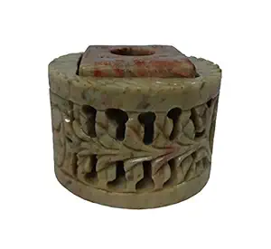 Avinash Handicrafts Stone Candle Stand (Round Shape) Carved (6cm x6cm x4.5cm)