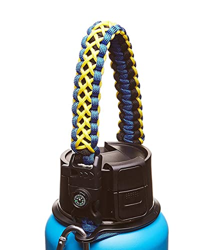 WaterFit Paracord Handle - Paracord Carrier Survival Strap Cord with Safety Ring and Carabiner Compatible with Hydro Flask Wide Mouth Water Bottles 12oz - 64 oz