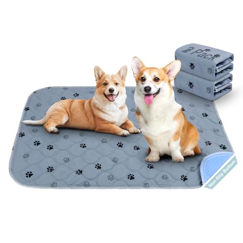 Aomig Waschbare Welpen-Trainingspads 2Pcs Haustier-Urinunterlage Welpenunterlagen Wiederverwendbare Hundetrainingspads Puppy Pads Hunde Katzen Welpen Altere Inkontinente Hunde(Grau Footprints,40*60cm)