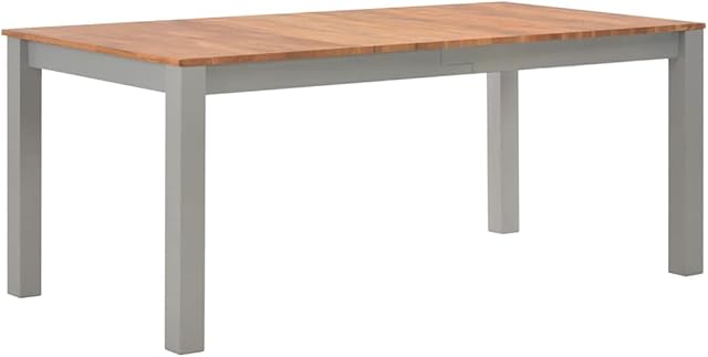 vidaXL Solid Oak Wood Dining Table Kitchen Dinner Living Room Furniture Computer Study Desk Workstation Stand 180x90x74cm Grey
