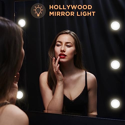 Vanity Mirror Lights Kits, 6 Bulbs Hollywood Style Lighted Kit with USB Power Cord, 3 Color 10 Level Adjustable Brightness 3000-8000K Make up Light for Dressing Table Room Bedroom