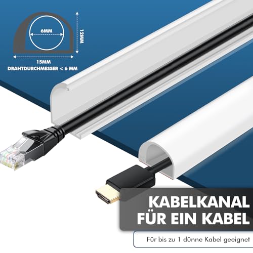 shinfly 1m Silikon Kabelkanal Klein für EIN Kabel, Kabelkanal Weiß Selbstklebend, Flexibler Kabelschacht für Kabels, Kabeltunnel Ideal für Wand-, Boden- & Decke Kabelmanagement