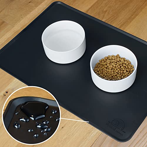 KaraLuna© Basic Silikon Unterlage 60x40 cm, schwarz I rutschfest Napfunterlage für Hundenapf Katzennapf I Futtermatte Hunde Katzen Matte