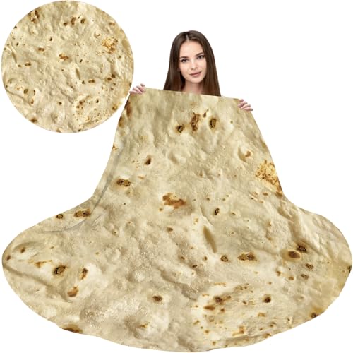 Burritos Tortilla Couverture – Couverture ronde fantaisie pour adultes et enfants – Géante douce 90 cm