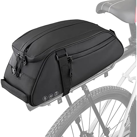 Nasjac Bike Rear Rack Bag, Waterproof Bicycle Pannier Carrier for Rear Seat, Reflective 8L Large Capacity Cycling Trunk Storage Sack with Taillight Loop and Shoulder Strap for City Commuter Bikes Cover