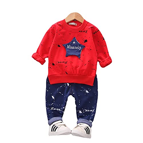 Googo Gaaga Boys Cotton Full Sleeves Sweatshirt with Pant Set in Red Color
