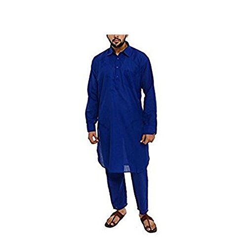 Ropa de cama Pathani azul soluciona la falta de comodidad en trajes masculinos talla 44