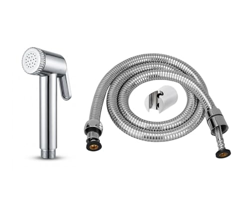 Image of MHS High Pressure Jet Spray for Toilet | Health Faucet Set with Hand Shower Gun & 1M SS Hose Pipe | Bathroom Toilet Jet Spray for Hygiene Cleaning | Toilet Gun for Western Toilet (Jet Heavy Abs)
