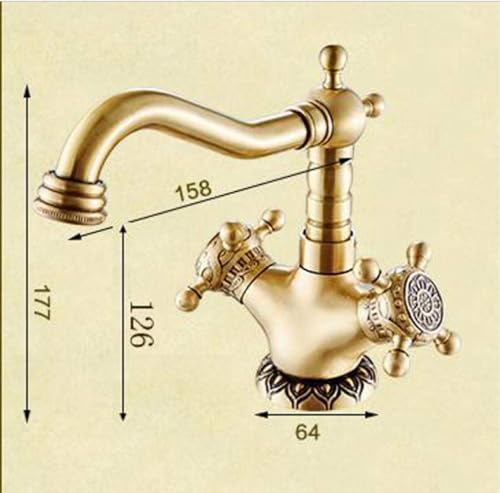 Mischbatterie aus Messing, Vintage-Stil, Doppelgriff, für Waschbecken