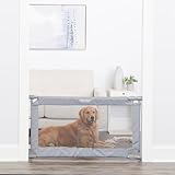 Carlson Extra Wide Gray Mesh Expandable Pet Gate with Small Pet Door, Mesh, Includes Rubber Bumpers, Doors and Hallways