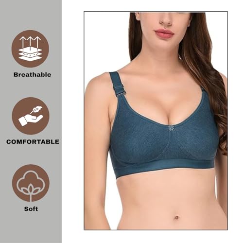 Image of Viral Girl Women's Wire-Free Cotton Hosiery Bra | Non-Padded, Full Coverage, Adjustable Straps | Soft Comfortable Innerwear with Hook & Eye Closure for Everyday Use