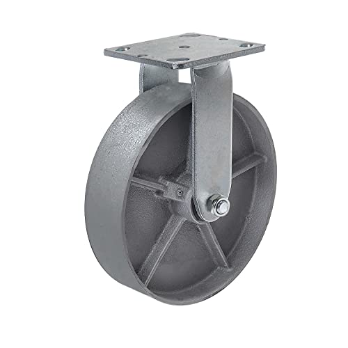 Roulette en fonte d'acier avec plaque pivotante robuste de 20,3 cm