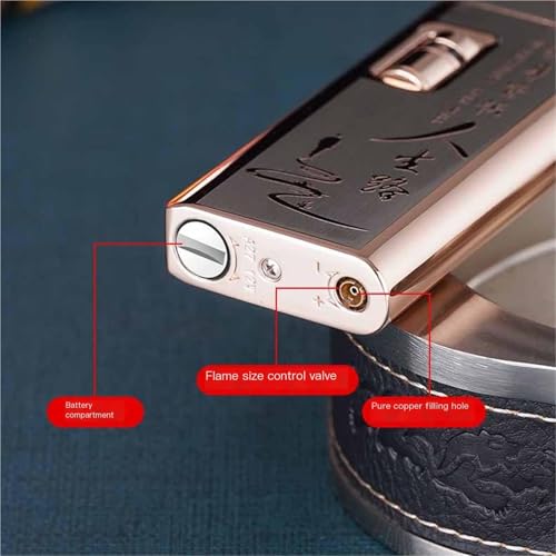 Encendedor de butano recargable con soplete ajustable resistente al viento 5