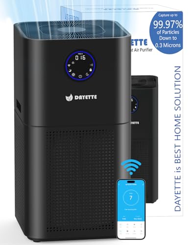 Dayette 4000ft² Air Purifiers for Home Large Room, Smart WIFI Air Purifiers APP & Alexa Control Air Cleaner, H13 Ture HEPA Filter for Pet Dander Smoke Dust, 22dB Sleep Mode for Bedroom (AP404 WIFI）