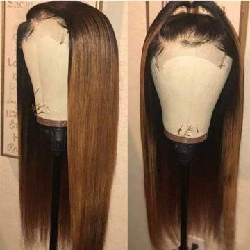 Kun Gang Color 1B/27 Ombre Lace Front Wigs Human Hair Pre Plucked With Baby Hair Straight Brazilian Lace Front Human Hair Wigs For Women. (18inch)