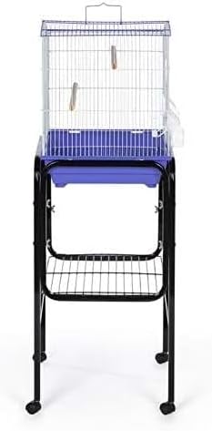 HomeStock African Artifacts Bird Cage Stand with Unique Design, Sturdy Metal Frame, Decorative Accents, and Secure Platform for Displaying Bird Cages Black/17 W