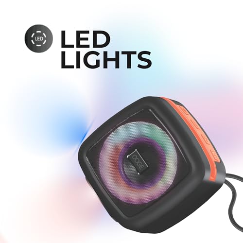 Image of OOGE Vibebox 1000 Bluetooth Speaker | 7W Wireless Speaker with AUX & USB Port | RGB Lights | Type-C Charging | Bluetooth 5.3 | Deep Bass | Compact & Stylish | Black