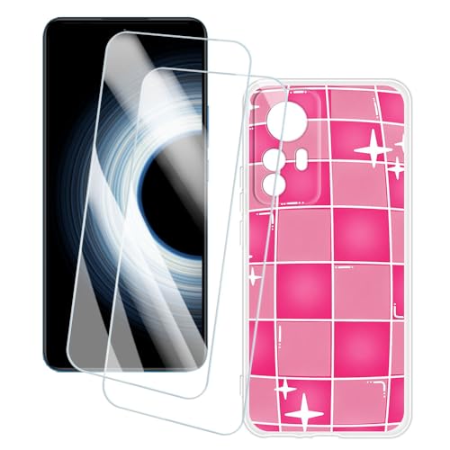 OAGELIM 2�Z�b�g �X�N���[���v���e�N�^�[ + �P�[�X Xiaomi Redmi K50 Extreme (6.67 �C���`) �Ƃ̌݊������� �A�[�e�B�X�e�B�b�N�J�X�^���v�����g�J�o�[�Ƌ����K���X�t�B���� �X�N���b�`�h�~ (�s���N�̐��E)