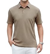 WARHORSEE Waffle Knit Polo Shirts for Men Fashion Mens Polo Shirts Short Sleeve Stretch Casual Go...