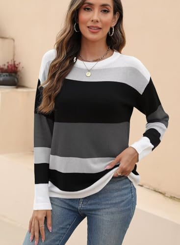 Image of QACOHU Women's Fall Sweater 2025 Crew Neck Long Sleeve Casual Pullover Knitted Sweater Tops