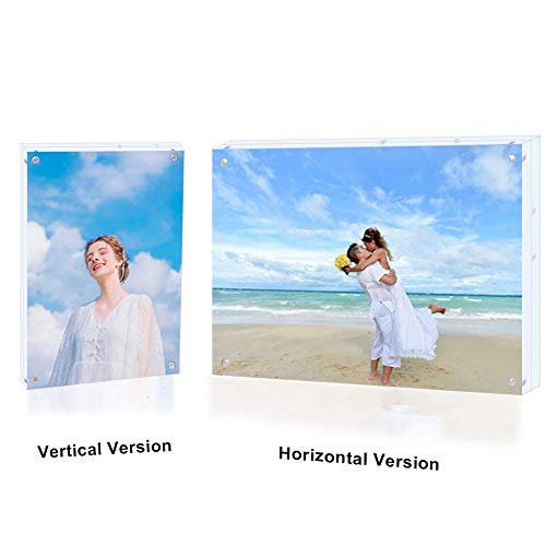 Juoifip Acrylic 8 X 10 Photo Frame Clear Floating Double Sided Magnetic Picture Frame 10Mm Certificate Document Magnetic Photo Frame For Tabletop Display With Frame Stand And Gift Box (Free Soft Microfiber #TOP2