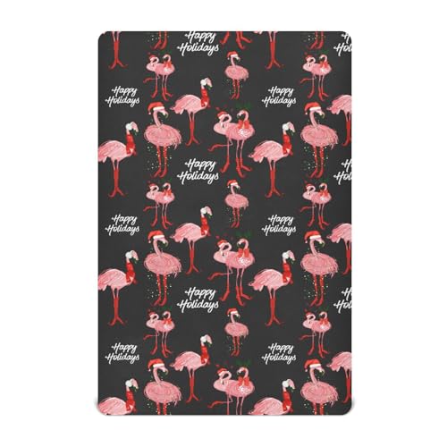 Image of Tropical Flamingo Christmas Crib Sheets Soft Breathable Fitted Baby Crib Sheets Mattress Cover for Girl Boys, 52 inch x 28 inch x 9 inch