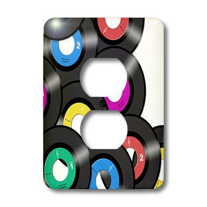 Tapa de salida para 2 enchufes de vinilo decorativo retro de discos de música