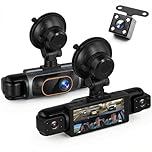 Rimoody 4 Canali Dashcam Auto 360°, 4 Telecamera HD 1080P Anteriore e Posteriore Sinistra Destra, 3.16 Pollici Schermo IPS Dash Cam con Visione Notturna 8 IR/Loop Video/24H Parcheggio Monitor