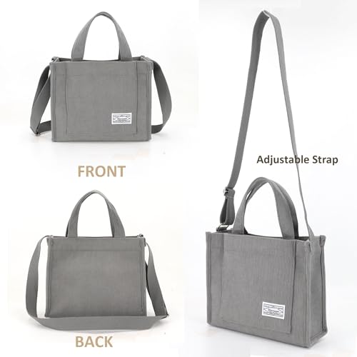 Image of UERRUAM Tote Bag for Women with Compartments,Corduroy Tote for Work Travel College Book Bag Women Purse Handbag Crossbody Bag