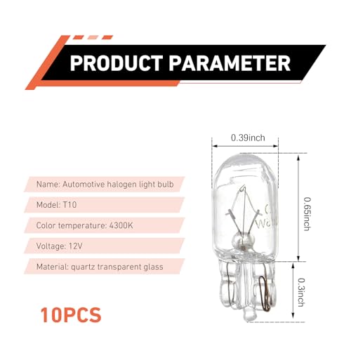 10 Bombillas Halógenas T10 5W 12V para Auto Blanco miniatura 2