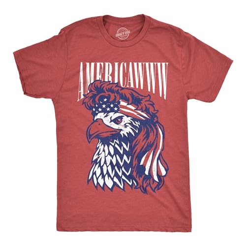 Funny Fourth of July Shirt for Men – Americawww Bald Eagle Graphic – Soft Poly Cotton Patriotic Tee – Independence Day Outfit for USA Humor and BBQ Fans - Red XL