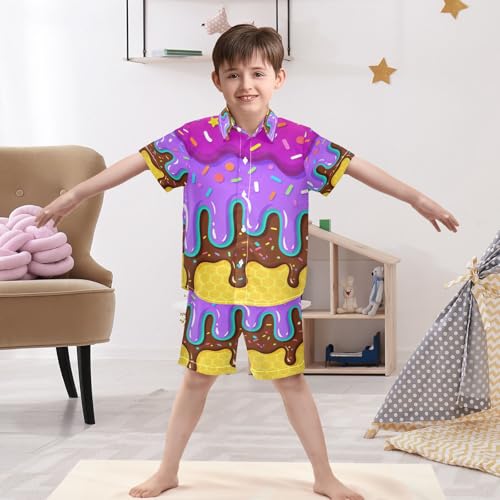 Image of Boccsty Red Strawberry Boy Summer Shorts Sets Hawaiian Toddler Boys T-Shirt & Pants 2 Pcs 3T-10T