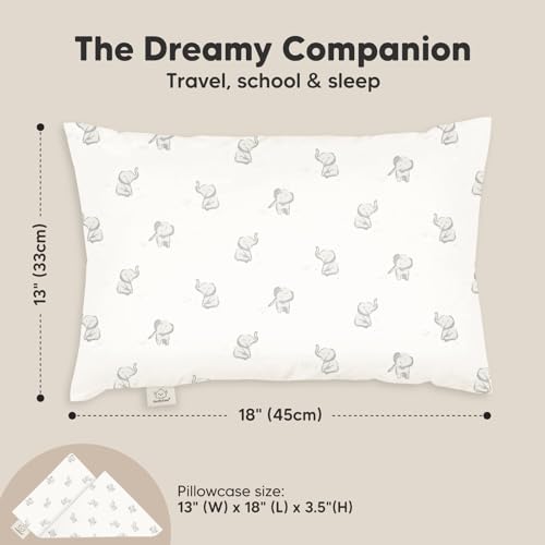 Image of Toddler Pillow with Pillowcase, 13x18 My Little Dreamy Pillow (Elly) | Kids Travel Bed Pillow for Sleep, Organic Cotton Small Pillowcase, Soft, Breathable, Machine Washable, Toddlers 2-5 years old