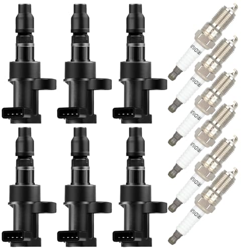 ECCPP Ignition Coil Coils&iridium Spark Plugs UF435 for jaguar 2003 2004 2005 2006 2007 2008 S-Type X-Type 3.0L 2.5L set of 6