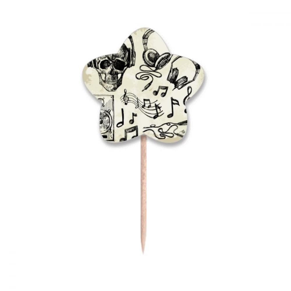 Piques à cupcakes motif drapeau étoile et décoration gâteau pour anniversaire thème musique