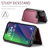 UFinetech Etui na iPhone 15, luksusowy skórzany portfel, podpórka, uchwyt na karty, ochrona ekranu aparatu - wąskie, trwałe, odporne na wstrząsy twarde etui do iPhone'a 15, odporne na zarysowania