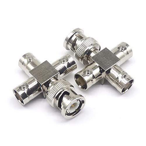 Adaptador BNC de 4 vías con un conector macho y tres hembras para cable coaxial 7