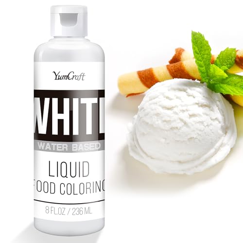Lebensmittelfarbe - Hoch Konzentriert Flüssig Lebensmittel Farbe zum Kuchen Backen Ostereiern Getränken - Zuckerfrei Food Coloring für Fondant Zuckerguss Slime Tortendeko (Weiß 236ml)