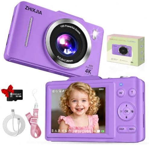 Digital Camera, Autofocus 4K Point and Shoot Digital Cameras with...
