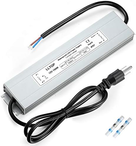 LED Power Supply 150 Watts LLTOP Waterproof IP67 LED Driver 100-264V AC to 12V DC 12.5A Low Voltage Transformer Converter Ultra Slim Power Adapter for Indoor Outdoor LED Lights