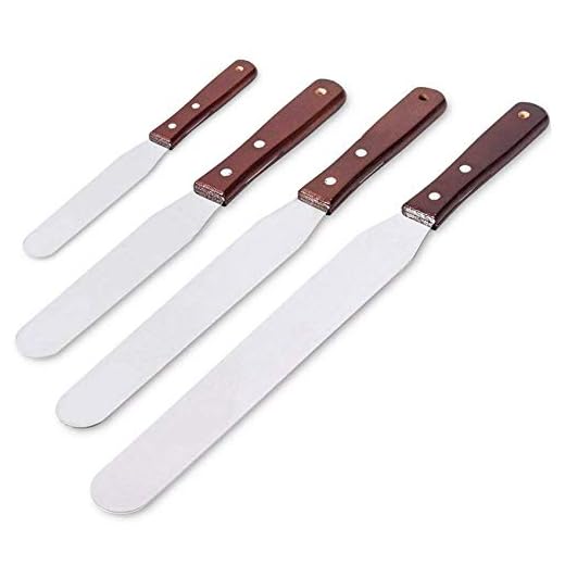 Acronde 4PCS Straight Cake Icing Spatula Set 4” 6” 8” 10” Professional Stainless Steel Cake Decorating Frosting Spatulas with Wooden Handle (Straight)