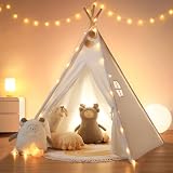 besrey キッズテント テント子供用 秘密基地 キッズ家 miniハウス USB LEDライトストリング 知育玩具 組立簡単 折畳可能 ギフト ホワイト