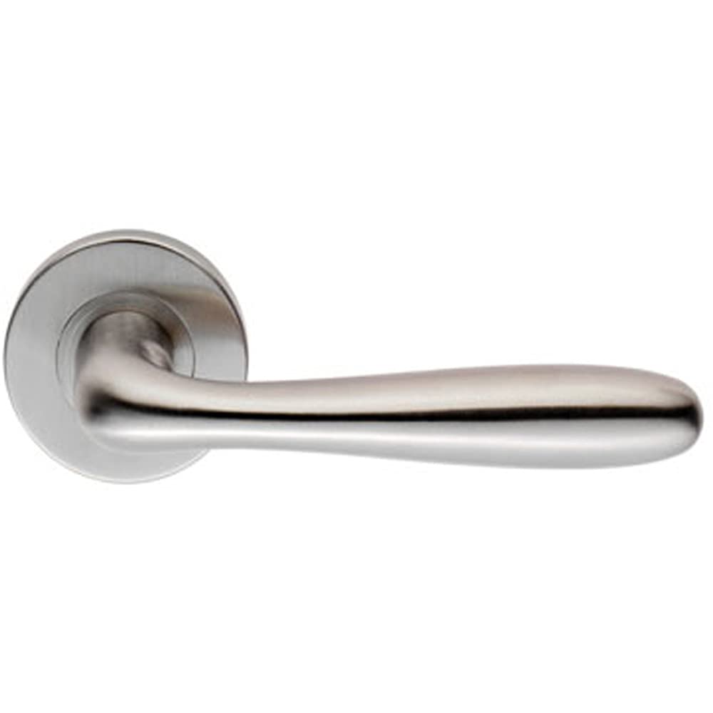Loops Satin Stainless Steel Pair Smooth Rounded Bar Handle On 8Mm Round Rose - Concealed Fix - Satin Steel | Door Handle Lever On Screwless Rose - Internal Door Hardware - Screws, Fixings And Spindle Included