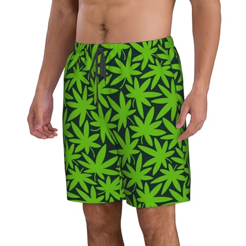 Cannabis Plant Mens Swim Trunks Fashion Men's Board Shorts Quick Dry Swim Shorts with Mesh Lining2