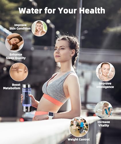 Premium Hydrogen Water Bottle with Advanced Electrolysis Technology, High Borosilicate Glass, Leak-Proof Design, 420ml Capacity, Enhances Skin Health, Sleep Quality, Metabolism, and Vitality - Thumbnail 7