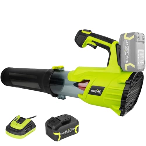 SnapFresh Cordless Leaf Blower, 550CFM Brushless Leaf Blower with 4.0Ah Battery & Fast Charger, 20V Electric Leaf Blower for Lawn Care, Battery Powered Lightweight Leaf Blower for Yard Patio Garden