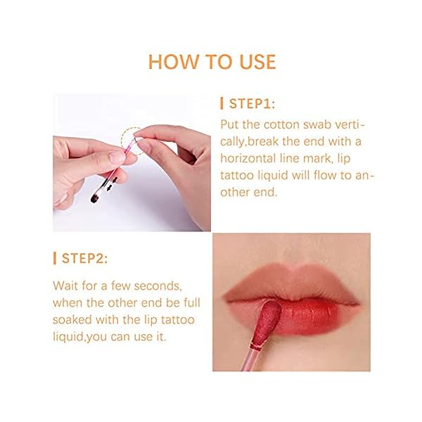 Rednow 20pcs Tattoo Lipstick Cotton Swab, Durable Waterproof Non-Stick Tattoo Lipstick, Portable Lip Tint (Four colors mixed)