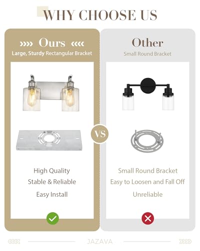 Image of 2-Light Bathroom Vanity Light, Brushed Nickel Wall Sconce, Modern Bathroom Light with Clear Glass, VL01BN-2