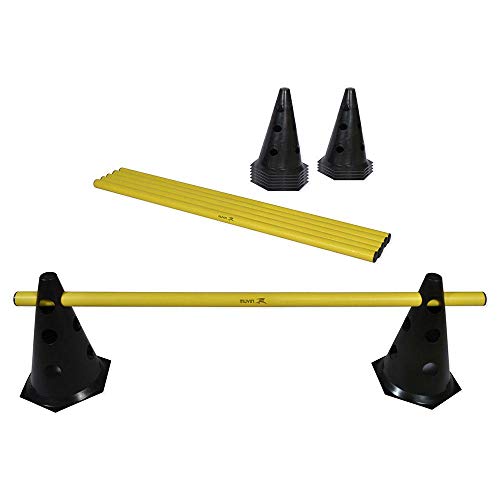 Kit Barreiras de Salto com Cone - 24cm - 6 unidades - Preto/amarelo - Muvin